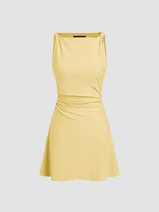 Boat Neck Twist Ruched Mini Dress Curve & Plus