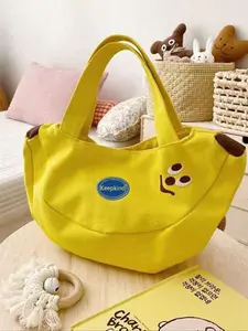 Cute banana bag, tote bag, storage bag, shoulder bag. Wallet, crossbody bag, fruit-shaped wallet. Can hold keys, phone, water bottle, glasses, and other daily essentials. Suitable for streetwear, shopping, daily life, and travel.