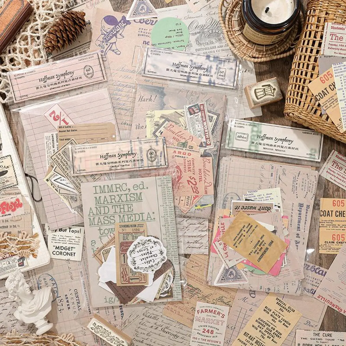 240-Sheet Light Retro European-Style Art Decorative Paper, Scrapbook Materials & Crafts Kit for DIY Notebook Collage Backing, Hand-Drawn Design Supplies for Decorative Paper Notebooks