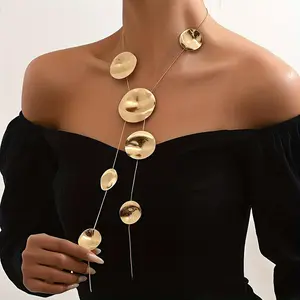 A Trendy New Versatile And Stylish Irregular Geometric Circular Y-shaped Long Necklace