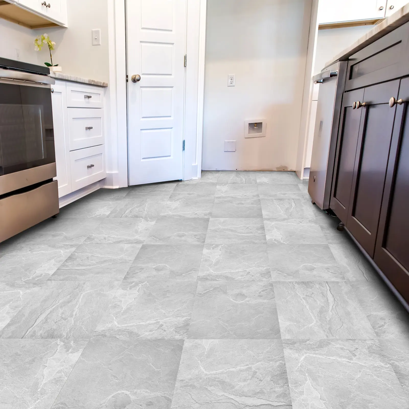 Yipscazo 12"x12" Peel and Stick Vinyl Floor Tiles, 50-Pack (50 Sq.Ft Coverage), Shale Gray Self-Adhesive Moisture Proof Floor Tiles for DIY Home Improvement Projects