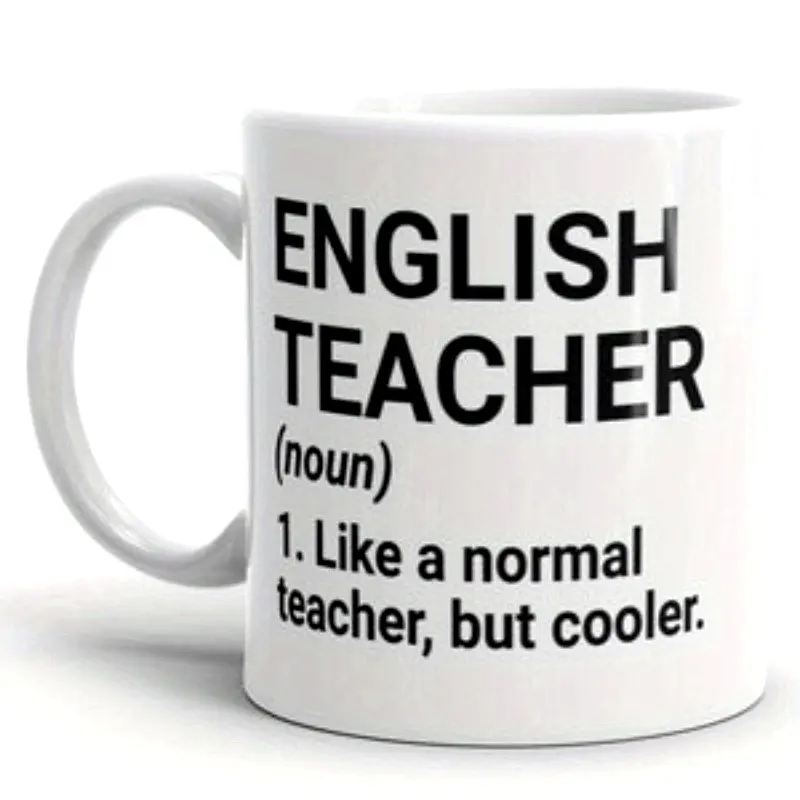 1pc 11oz Ceramic English Teacher Mug - Funny Drink Cup Gift for English Teachers, Kitchenware Drinkware for Daily Beverages