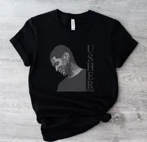 Rhinestone Crystals Usher Inspired Short Sleeve T-Shirt