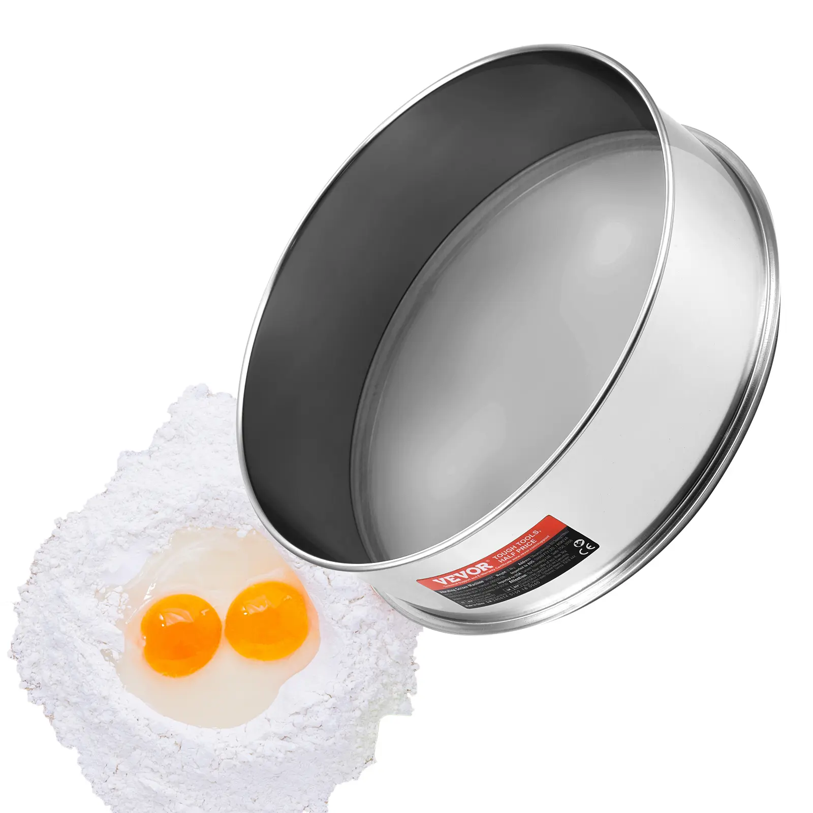 VEVOR Flour Sieve Fine Mesh,  150 Mesh Flour Sifter, 304 Stainless Steel Fine Mesh Sifter Food-grade, 12.6" Fine Mesh Strainers for Baking, 5 Sizes Mesh hole for Mungbean, Rice, Flour, Pearl Powder