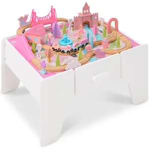 Best Choice Products Princess Train Table for Toddlers, Activity Table with Storage Drawer, Multiple Piece Train Set