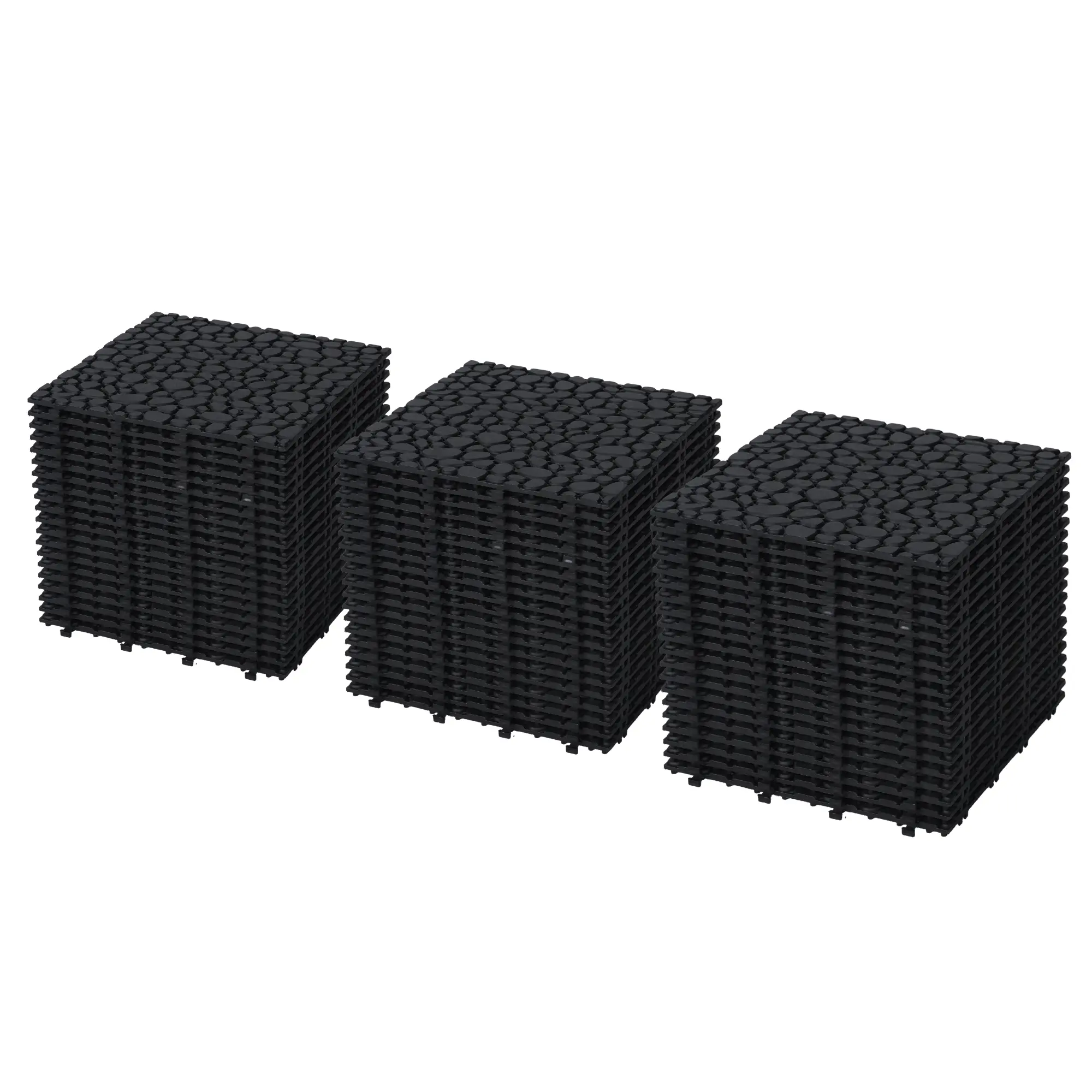 Interlocking Pebble Texture Deck Tiles, 60 Pack 12x12in High-Strength Plastic Outdoor Flooring with Anti-Slip Grip, Interlock System, Snap Connection, Lightweight for Backyard, Patios, Busy Families (All Seasons Use)