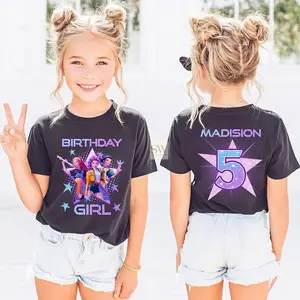 Custom Huntrix Birthday Girl T-Shirt, Personalized Kpop Demon Hunter Birthday Tee, Back to School, Birthday Gift for Youth,Mira Rumi Zoey Shirt