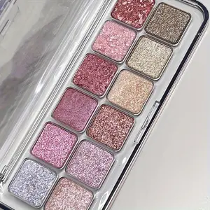 All staff flash~ The new 12-color pearlescent eyeshadow sequin glitter performs stage makeup eyeshadow highlights