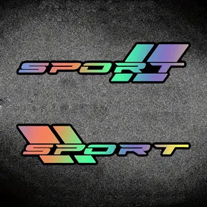 1SET Street Trendy Sports Vitality Logo Sticker Stick on car bodies , this multi-gradient holographic "SPORT" decor instantly has a vibrant cool vibe, sports cool enthusiasts can use it as a super sports vitality-stylish trendy decoration
