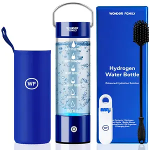 Hydrogen Glass Water Bottle Generator Large Set - Molecular Hydrogen Water Machine with Glass Water Bottle, Pill Organizer, Cleaning Brush