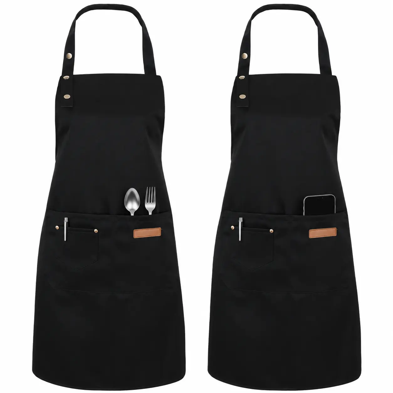 All Purpose Aprons for Men and Women - Adjustable Minimalist Kitchen Cooking Apron with 3 Pockets, Machine Washable, Stain Resistant BBQ Gift