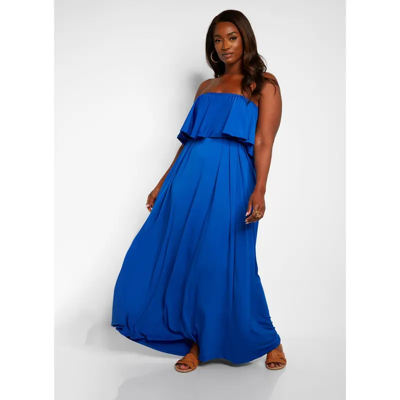 Royal blue strapless dress - TikTok Shop