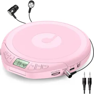 Portable CD Player with Earphones, Anti-Skip Shockproof for Car Home, Personal CD Music Player LCD Display