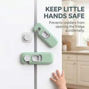 5-Pack Anti-Pinch Safety Locks for Appliances & Furniture Gray/Green Self-Adhesive Durable Locks for Refrigerators Drawers Dishwashers Ovens Cabinets Wardrobes Household Essential,Easy to install and durable.Housewarming Gift