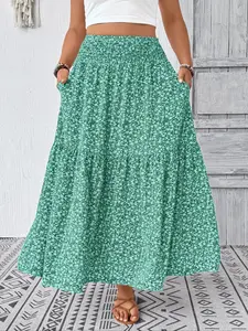 Women's Plus Size Summer Vacation Style Midi Skirt, Flattering Design for Comfort and Style, Perfect for Warm Weather Outings