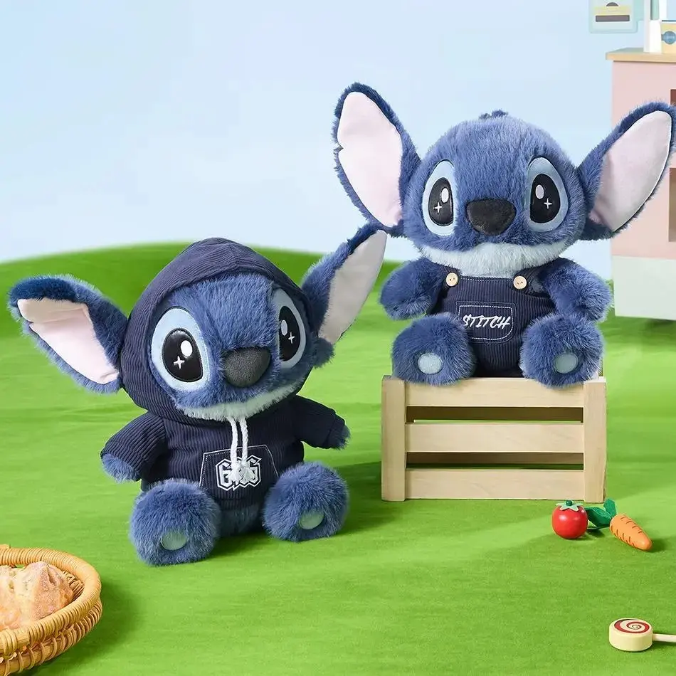 MINISO Officially Licensed Disney Lilo & Stitch 12in Sitting Stitch Stuffed Animal Collectible - Classic 626 Hoodie, Overalls Design, Durable Soft Fluffy Cute Stuffies, Stuffed Animal Gift for Decoration, Stuffed Animal Gifts