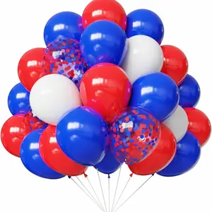 Red White and Blue Balloons, 67pcs10/12 Inch Red White and Royal Blue Balloon 4th of July Patriotic Balloons for Independence Day Birthday Party Decorations