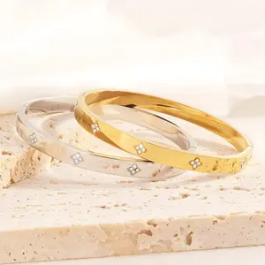 2Pcs Rhinestone Stainless Steel Bracelets, Stylish Versatile Bangle Set, Daily & Party Jewelry for Men and Women,Party gift