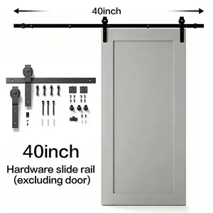 40" Black Steel Bi-Fold Barn Door Hardware Set - 300lb Heavy Duty, Smooth Quiet Rotating Rollers, Wood & Kitchen Friendly Hanger Kit, No Door Included