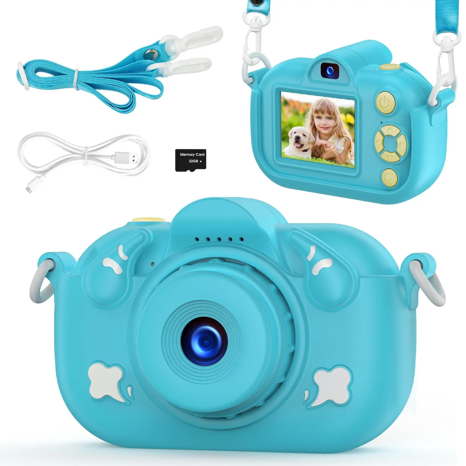 Cute Digital Camera, Dual Lens Digital Camera 32MP HD Video Camera Digital With SD Card Slot & Silicone Case, Camera Digital, 1080P Photo Camera, Came