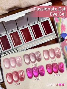 6pcs 5g Solid Cat Eye Gel Nail Polish UV Soak Off Manicure Solid Mud Gel Polish For Home Salon Nail Art DIY