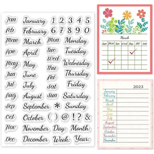Calendar Clear  for Card Making Date Number Rubber  Week Month Year   Transparent Seal  for Holiday DIY Scrapbooking Embossing Album Decor