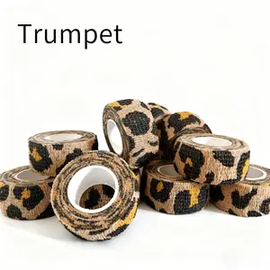 Yellow leopard print elastic bandage, sports tape, non-slip tape, breathable weave, leopard print design and unique, outdoor sports, camping