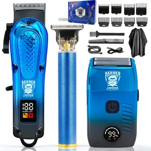 Largner Professional Haircut Kit, Barber Clipper Set, Trimmer, Reciprocating Razor Set, Home Grooming Essentials, Three-Piece Combo for Styling