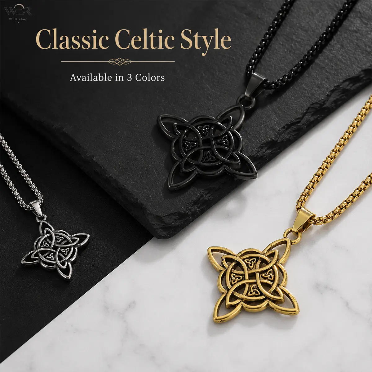 Men's Unisex Ethnic Celtic Knot Chunky Cross Pendant Necklace - 40x30mm, 60cm, Silver/Gold/Black Tone Metal, Bold, Elegant, Durable, Spiritual Jewelry for Daily Wear Gift Accessory, 40 X 30 Mm, Cross Shape, Faith-Based Fashion, Ornate Cross Graphic Neckla