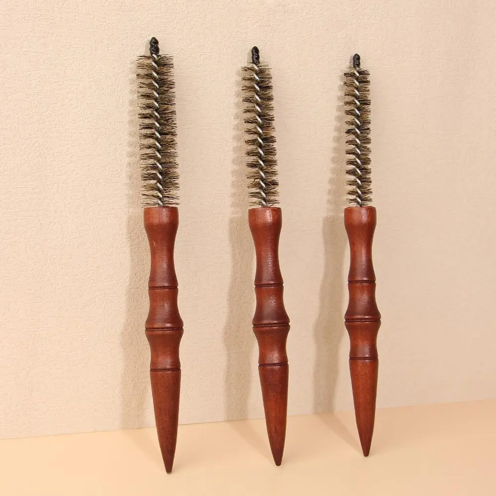 Wooden Handle Round Hair Brush, 1 Count Portable Hair Styling Comb, Heatless Hair Styling Tool for Home & Salon Use