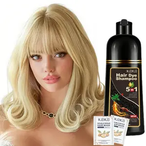 5 in 1 Golden Brown Hair Dye Shampoo for Women & Men,Magic Dye Colors 15 Minutes,5 in 1 Semi-Permanent Color with Natural Herbal Ingredients,Lasts 30 Days (Includes 2 Free Hair Mask Sachets)
