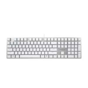 CHERRY KC 200 MX, Wired Mechanical Office Keyboard, Modern Design with Elegant Aluminum Surface, USB-A Connection, CHERRY MX2A SILENT RED Switches, White/Silver