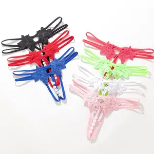 Pearl Massage Thong Panties for Women Sexy Open Crotch Panties
