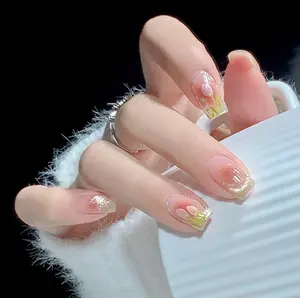 Luxury Butterfly Press On Nails - Long Stiletto with Diamond Dust - Hand-Set Crystal Nail Art (24PCS)