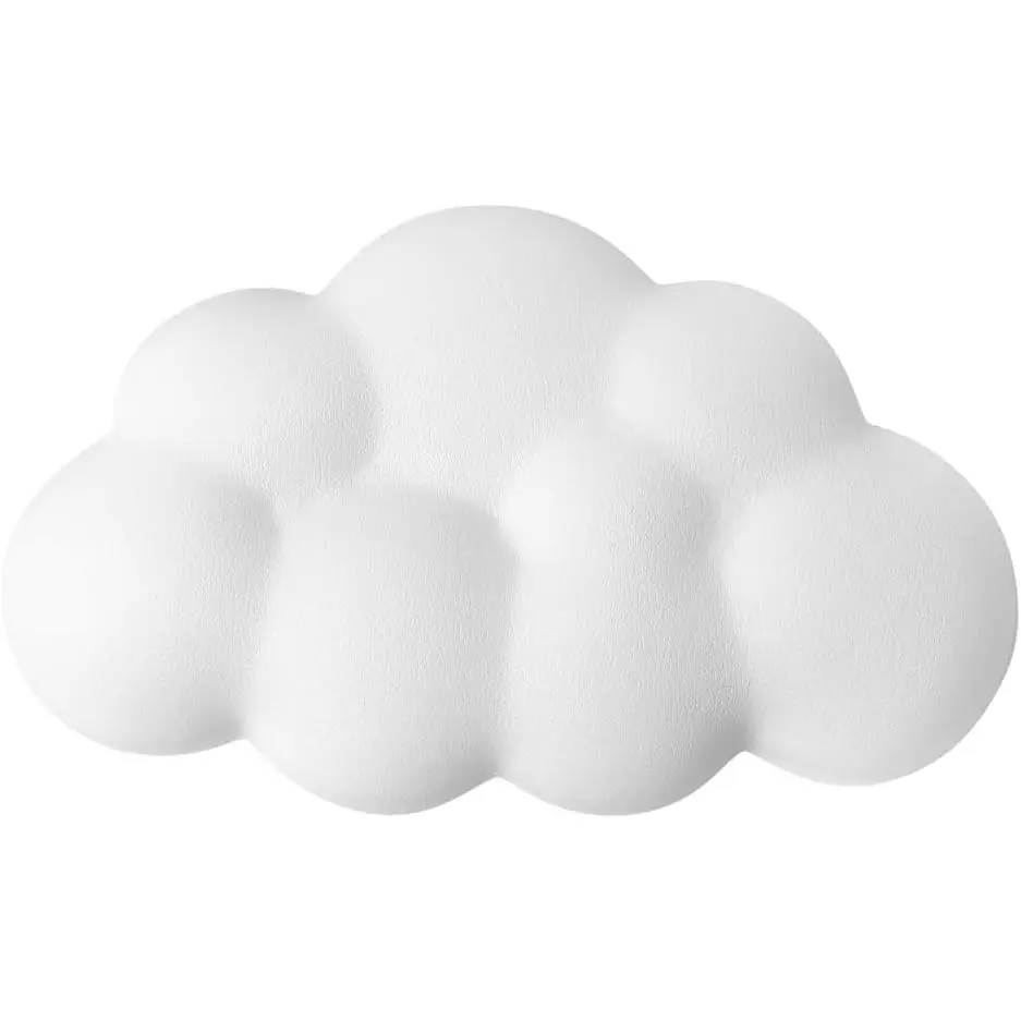 Ergonomic Mouse Pad with Wrist Rest Cushion, Minimalist Cloud-Shape 0.85in Synthetic Soft PU Leather Memory Foam Desktop Accessory for Office Users, Anti-Skid Base, 5.91x3.54x0.85in, Wrist Relief for Laptop/PC (White)