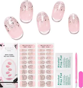 Makartt Semi Cured Gel Nail Strips Kit 2 Packs – Real Gel, HEMA & TPO Free, 16 Sizes Anti-Lift Fit, UV Light Required, Salon Quality, Long Lasting, Includes Dual-Ended Tool & Prep Kit