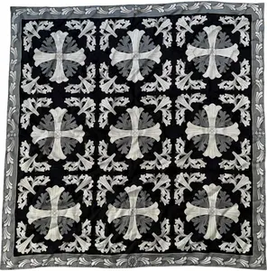 Chrome Hearts Cross Ceiling Silk Scarf Black/Grey/White - Like New