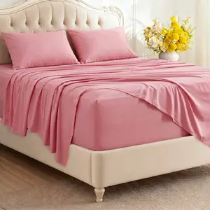 Extra Deep Pocket Queen Size Bamboo Sheet Set, Cooling & Breathable Bedding for Extra Deep Mattresses Up to 21", Hotel Luxury Soft Sheets with Pillowcases