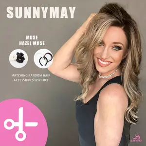 SUNNYMAY Hazel Muse premium Japanese silk series: 13×4 lace front with synthetic fibers, glueless, approximately 120% density, deep wave headband, chocolate brown women’s wig, Valentine’s Day gift