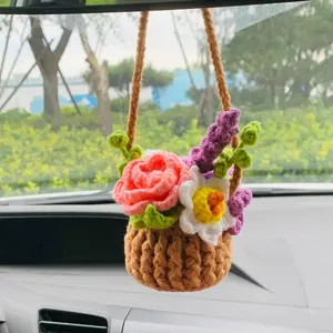 Oneternal Flower Design Car Hanging Ornament, Cute Car Interior Decoration, Car Mirror Hanging Pendant, Universal Car Interior Accessories, Car Interior Decorative