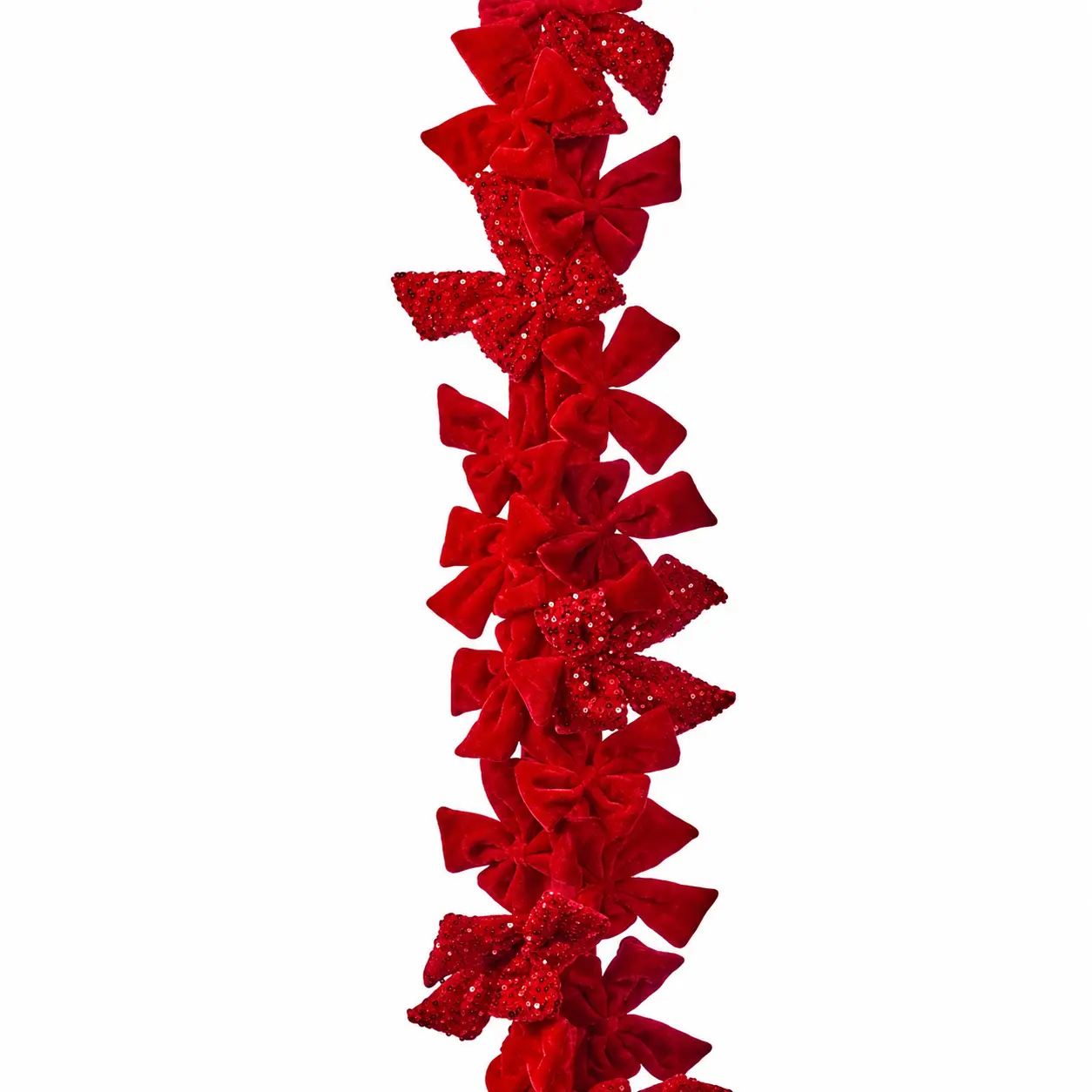 4 FT Red Velvet Sequin Bow Garland