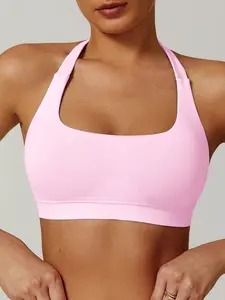 Women's High Elasticity Yoga Bra Top, Quick-Dry Comfortable Fitness Underwear, Tight-Fitting Polyester Halter Sports Bra for All Seasons