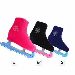 1 Pair Universal Fit Polyester Skating Shoe Covers, Absorbent Soft Fabric, Dustproof Ice Skate Boot Protectors with Rhinestone Detail, Anti-Wear Protective Skate Accessories