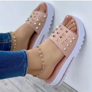Women's Wedge And Rivet Beach Flip-Flops Footwear Walking Shoes