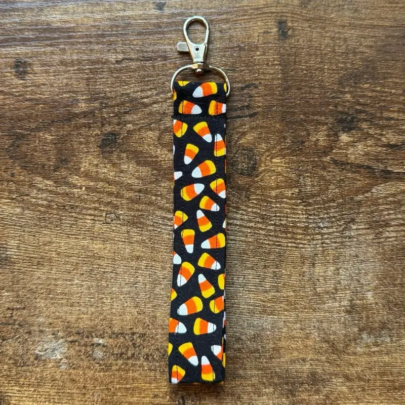 Candycorn Halloween Fabric Keychain Wristlet
