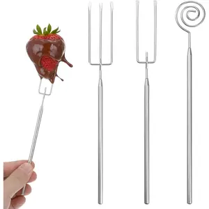 3 Piece Stainless Steel Chocolate Dipping Tools Set with Fondue Forks Spiral Fork for Chocolates Candy Fondue Baking Supplies