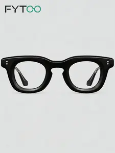 FYTOO Retro Oval Black Acetate Glasses Frame for Women Men, Trendy Casual Eyeglasses, Blue Light Blocking Computer Eyeglasses 747633