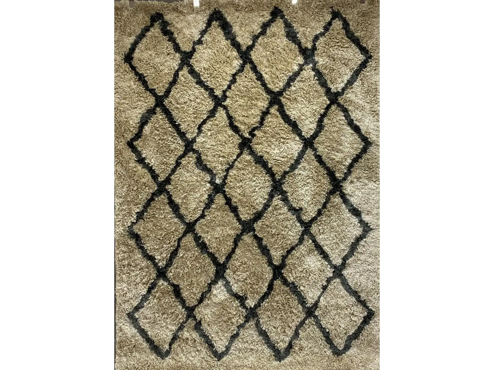 212 MAIN Classic Lattice Boho Area Rug, Machine-Woven Polyester Fiber, 5x7 ft. Rectangle, Cream & Black, Stain-Resistant, Boho Rug