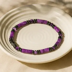 Amethyst Hematite Stone Bracelet Women Men Energy Jewelry Birthday Xmas Gifts