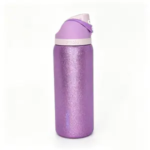 Owala 32oz Shimmery Glitter Purple Insulated Water Bottle with Flip Sip Lock Lid, Sparkly Solid Purple Style Stainless Steel Travel Tumbler, Leakproof BPA-Free Girly Hydration Cup for School & Gym Drinkware Flasks Bottled Mug Portable
